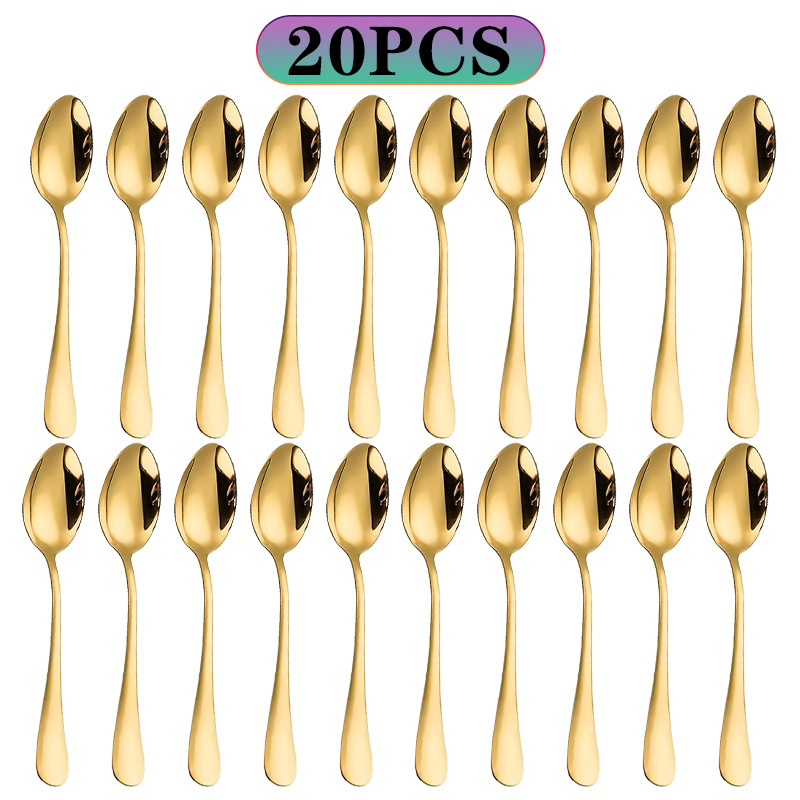 Gold Cutlery Flatware - 6/10/20 szt. Małe złote łyżeczki ze