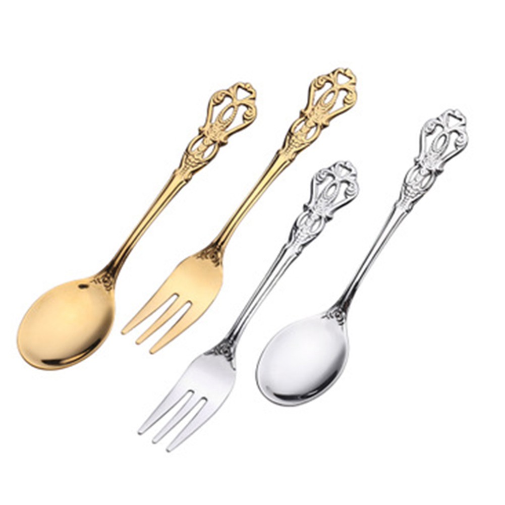 Gold Cutlery Flatware - 1 Para Złotych Sztućców Vintage: Łyżka
