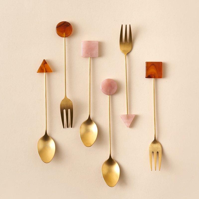 Gold Cutlery Flatware - 4 szt. Łyżeczka zestaw widelców ze