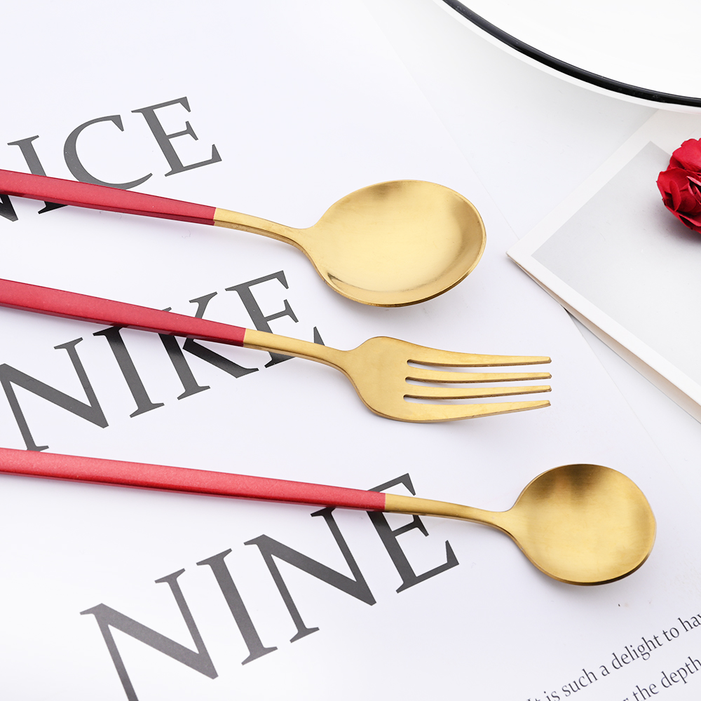 Drmfiy czarny uchwyt złoty zes – Gold Cutlery Flatware recenzja i cena