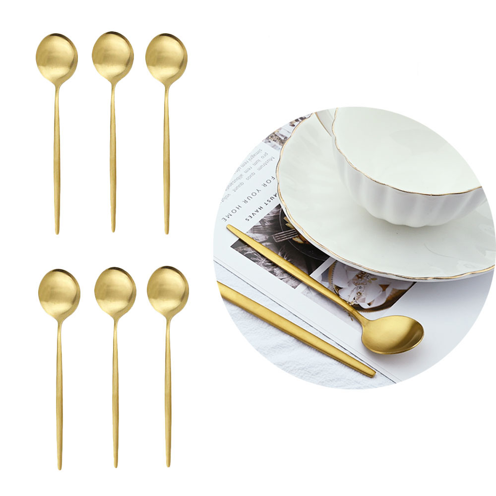 6 szt. matowych łyżek ze stali – Gold Cutlery Flatware recenzja i cena