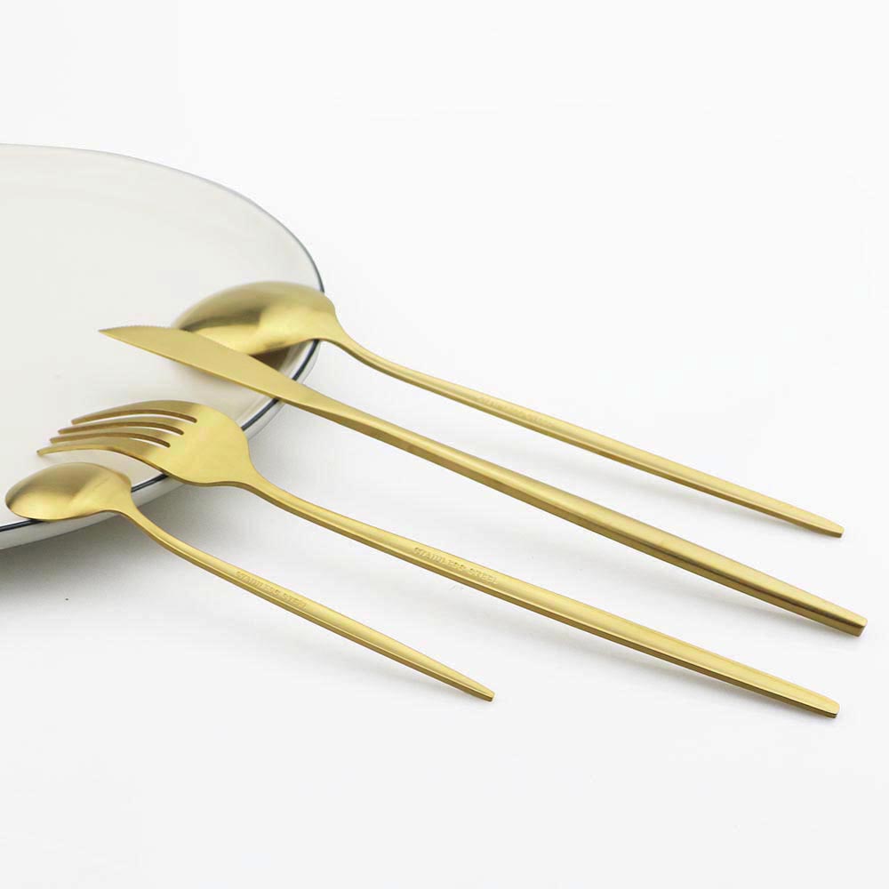 6 szt. matowych łyżek ze stali – Gold Cutlery Flatware recenzja i cena
