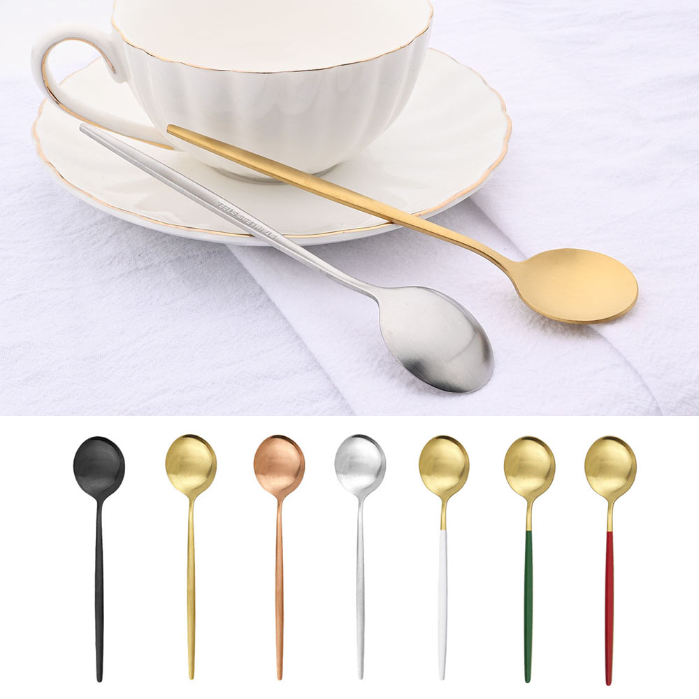 6 sztuk mała matowa łyżka herb – Gold Cutlery Flatware recenzja i cena